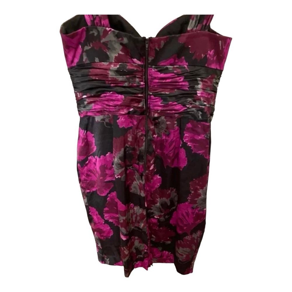 Jones New York Floral Print Party Dress Ruched Sweetheart Petite 8P - Picture 6 of 7